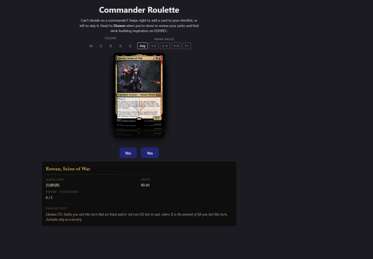 EDH Swipe card interface.